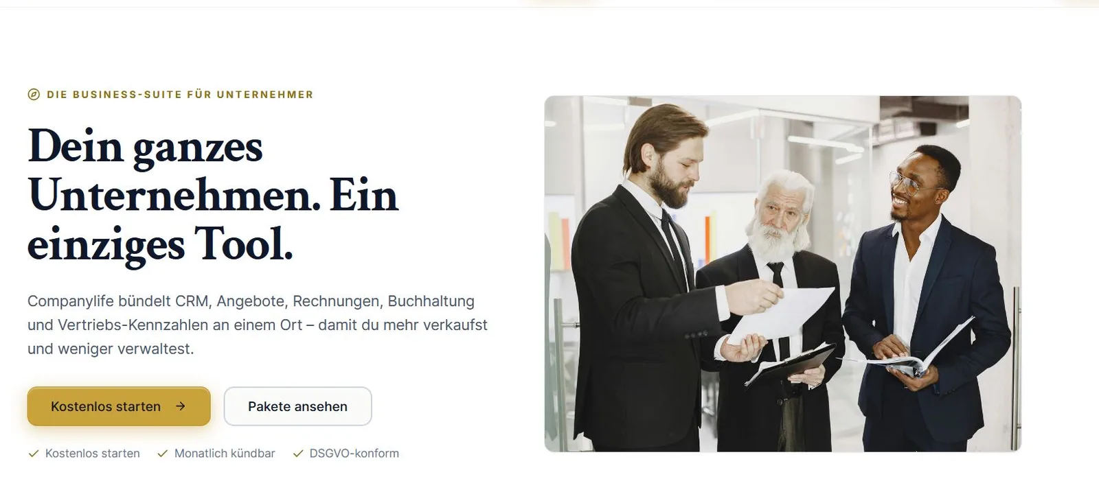 Das Bild zeigt die Companylife Oberfläche